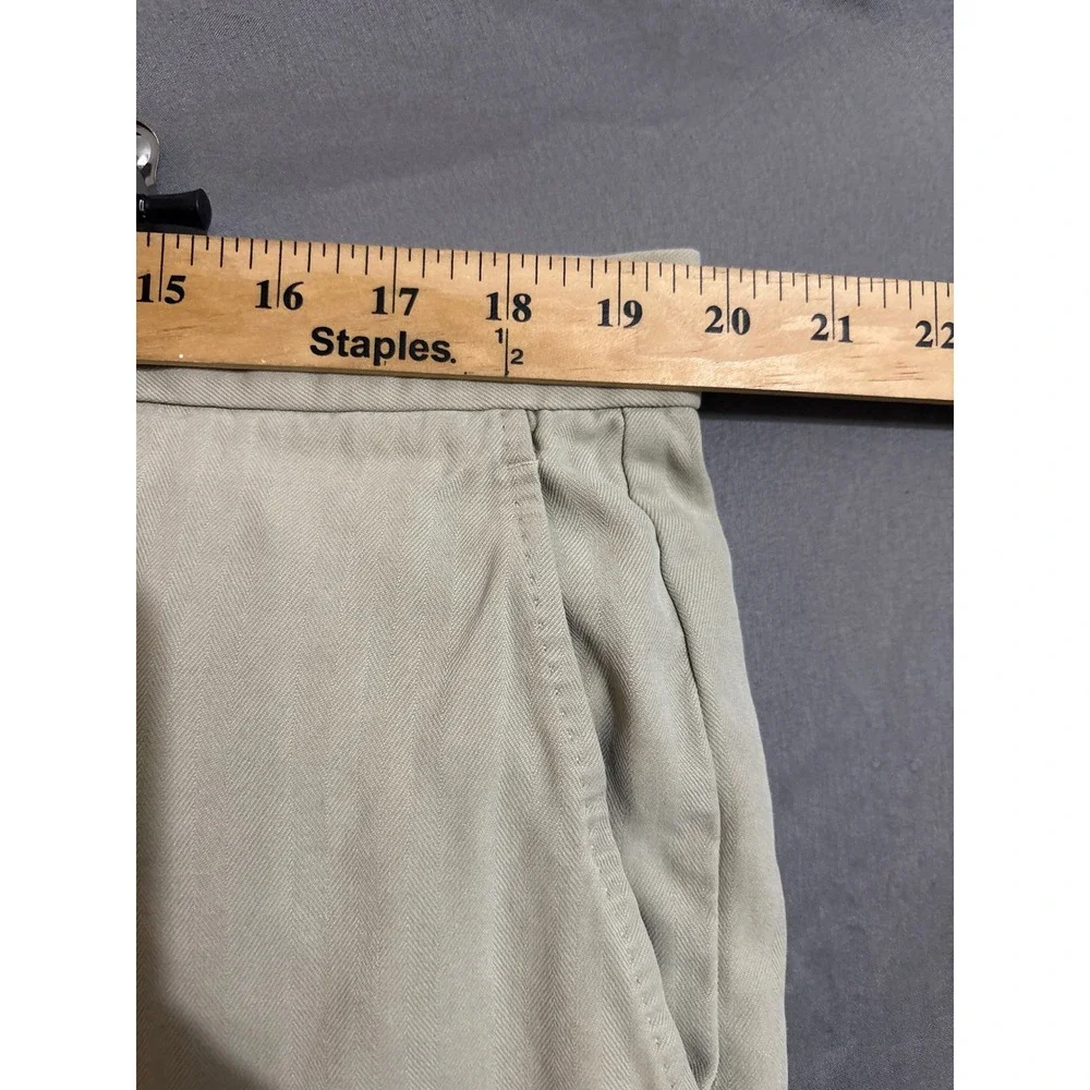 Tommy Bahama Mens 40x32 Silk Cotton Herringbone Flat Front Pants Khaki Beige